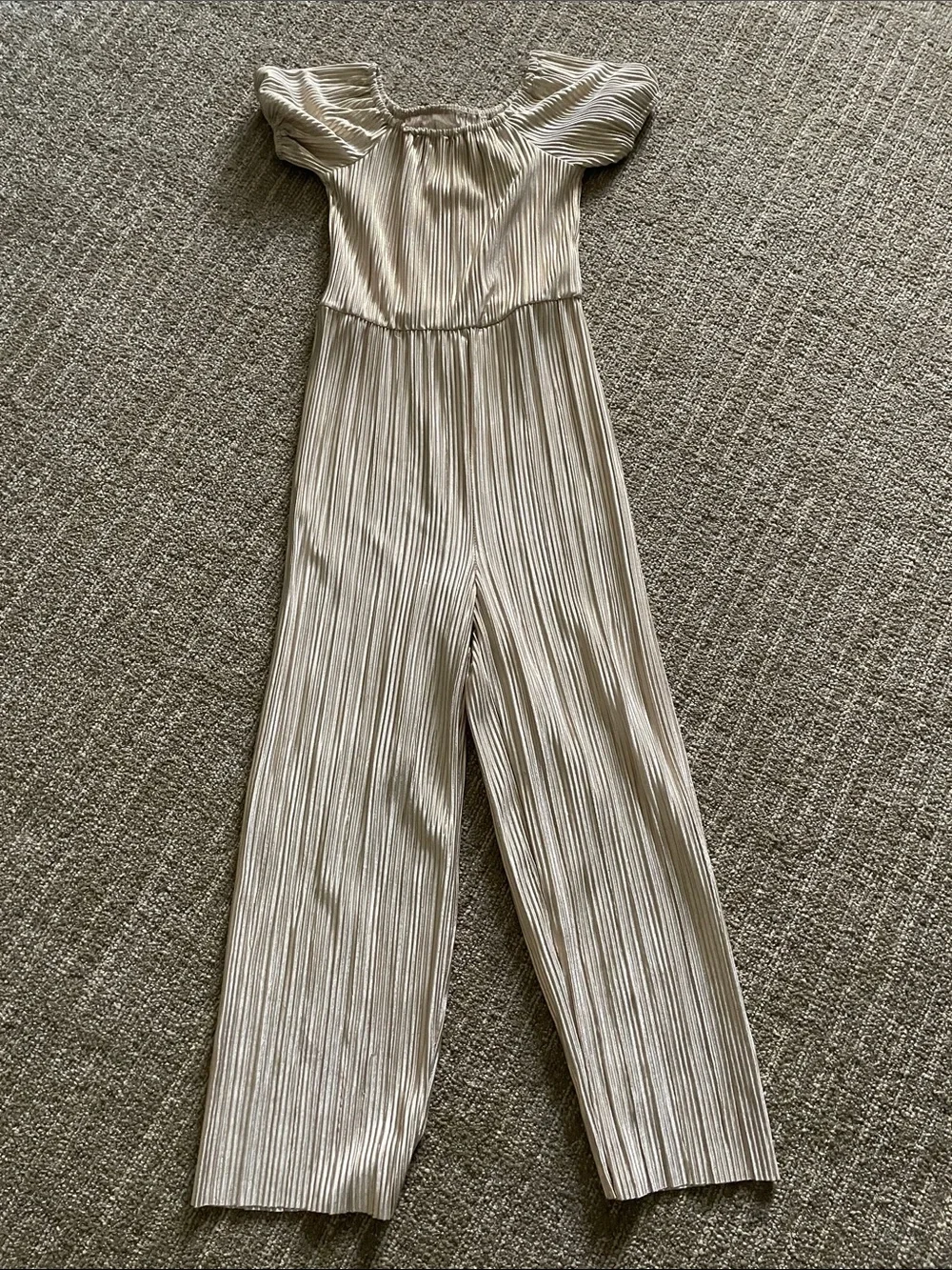 Kohl's Cream Pleated Off-Shoulder Jumpsuit